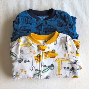 carter's 2-pack fleece zipper footie sleeper pajamas bundle 9 months baby boy